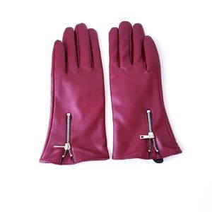 Vintage Ladies Vegan Burgundy Gloves